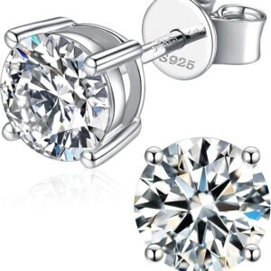 Luxury-Style Moissanite Earrings Crafted in 925 Sterling Silver with 18K White Gold Plating