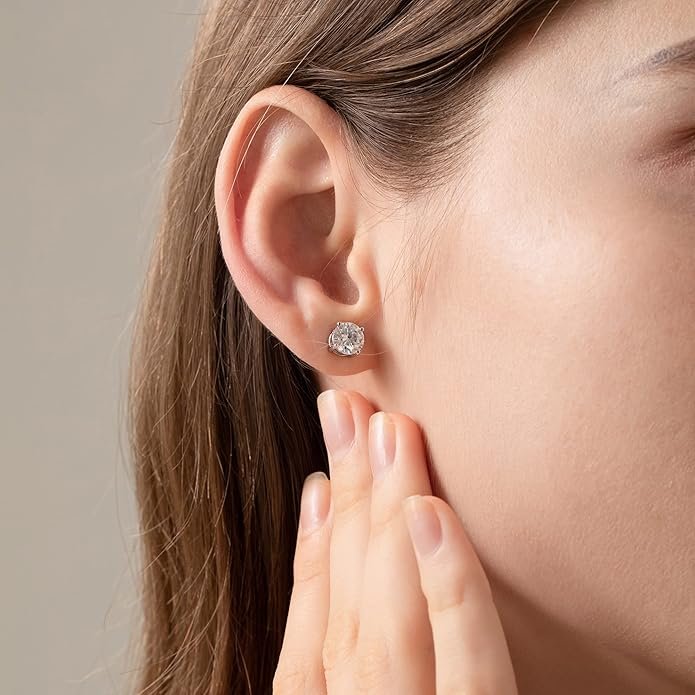 Luxury-Style Moissanite Earrings Crafted in 925 Sterling Silver with 18K White Gold Plating - Image 4