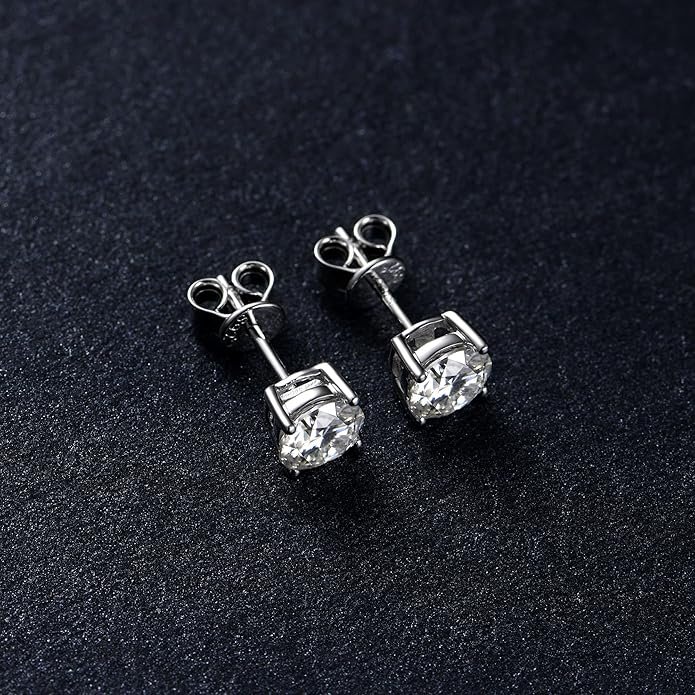 Luxury-Style Moissanite Earrings Crafted in 925 Sterling Silver with 18K White Gold Plating - Image 5